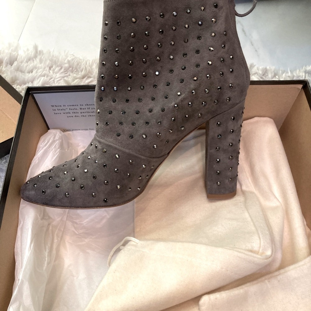 Jcrew adele crystal suede boots New